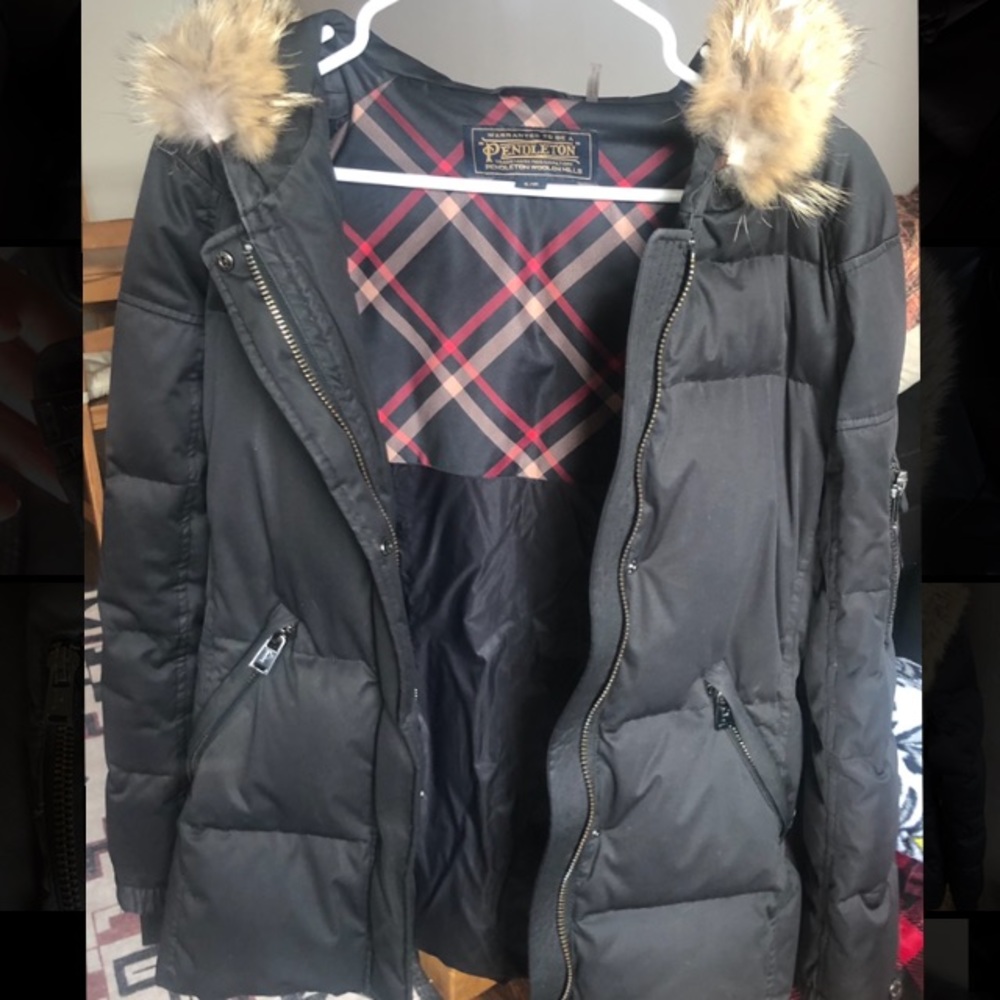 Pendleton Real Fur Trim Puffer Coat